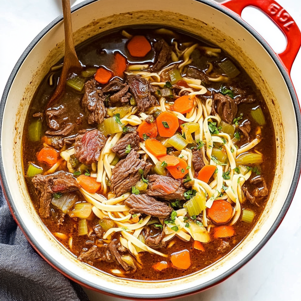 Recipe preparation for Vegetable Beef Noodle Soup