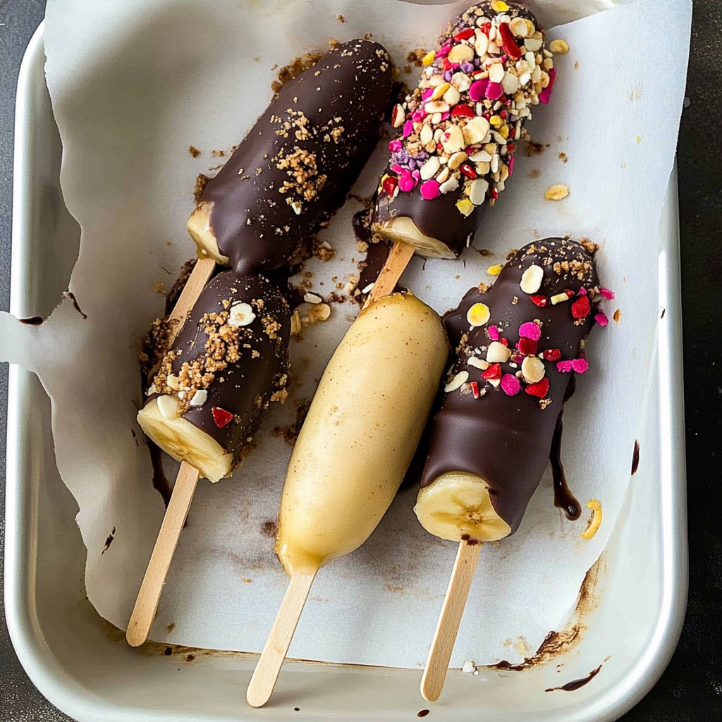 Recipe preparation for Frozen Chocolate Covered Bananas