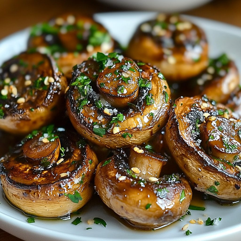 Recipe preparation for Garlic Butter Grilled Mushrooms