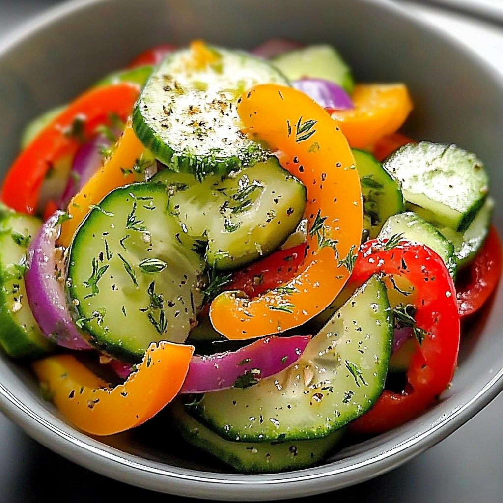 Recipe preparation for Fresh Cucumber Sweet Pepper