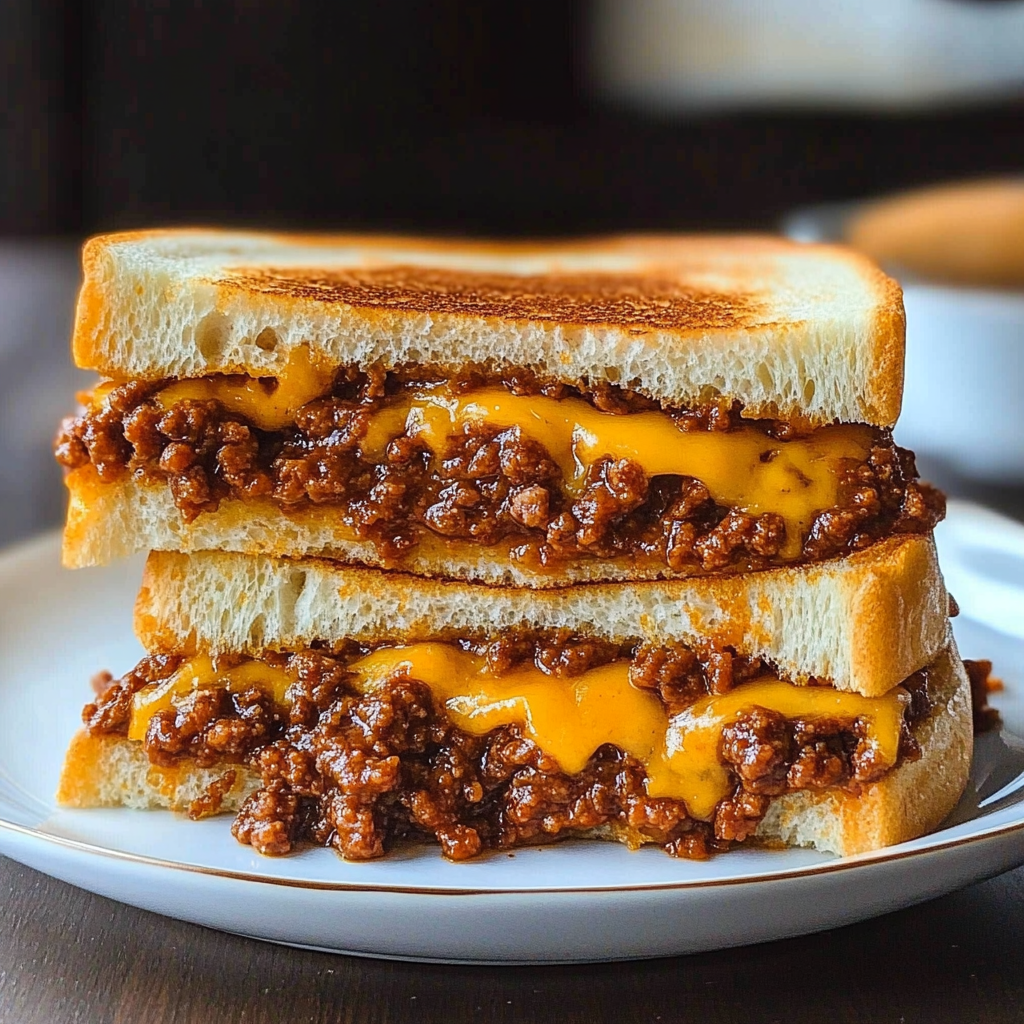 Recipe preparation for Sloppy Joe Grilled Cheese