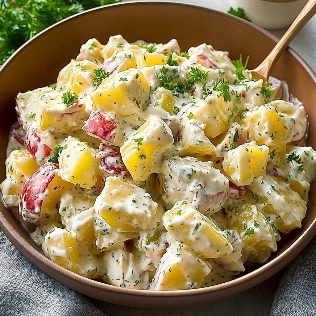 Recipe preparation for Creamy Red Potato Salad