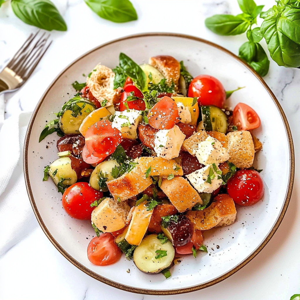 Recipe preparation for Panzanella Salad