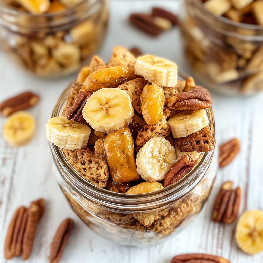 Recipe preparation for Banana Foster Chex Mix