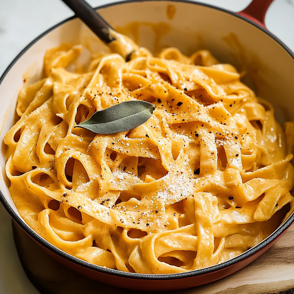Recipe preparation for Pumpkin Alfredo