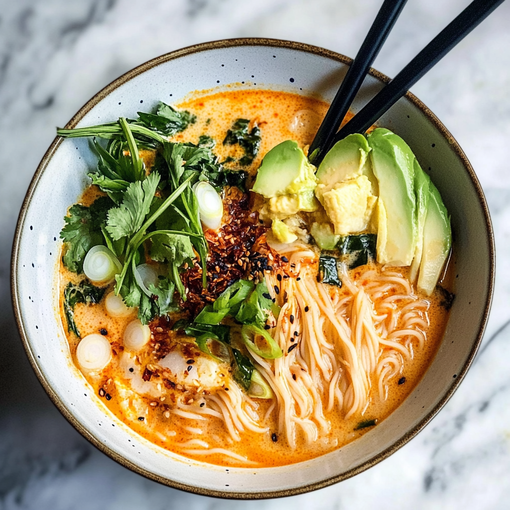 Recipe preparation for Spicy Coconut Curry Ramen