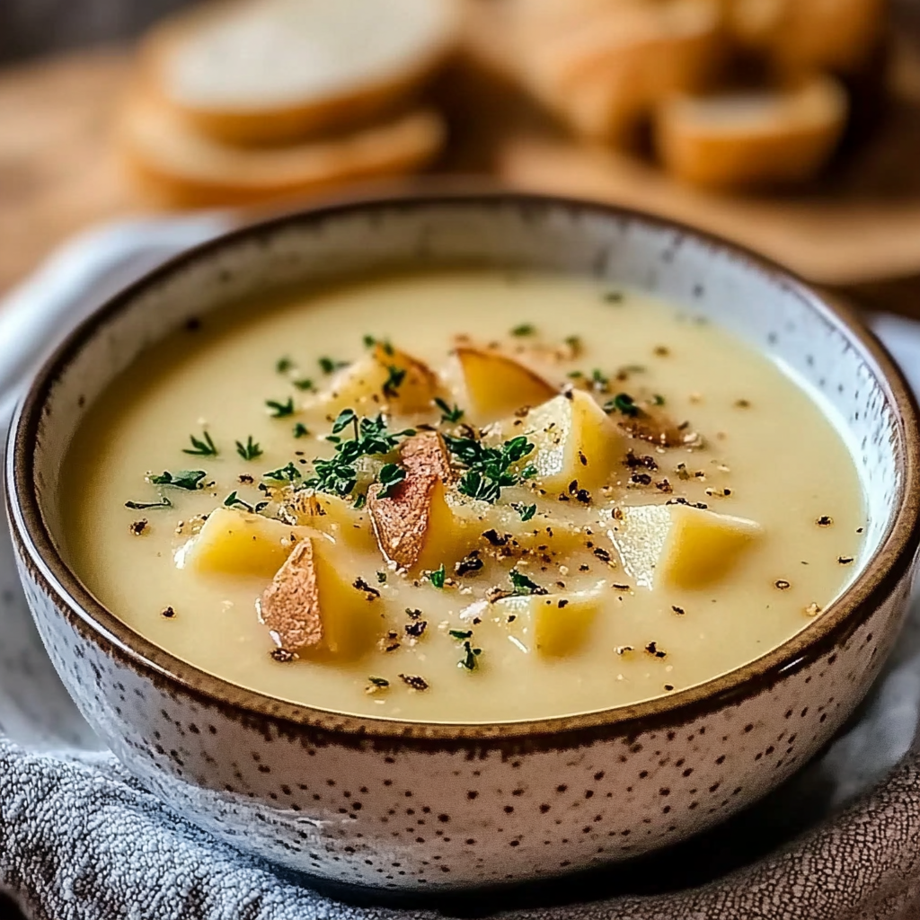 Recipe preparation for Cheddar Garlic Herb Potato Soup