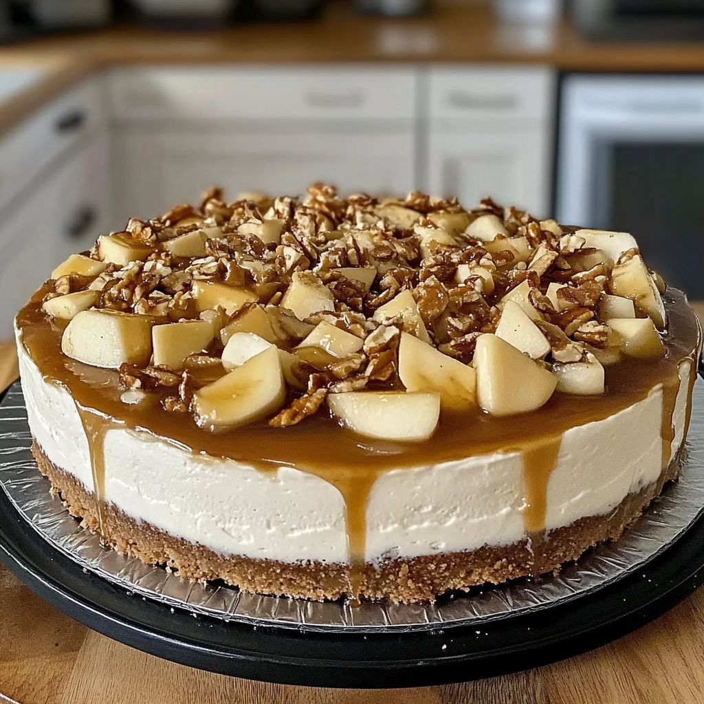 Recipe preparation for Caramel Apple Cheesecake