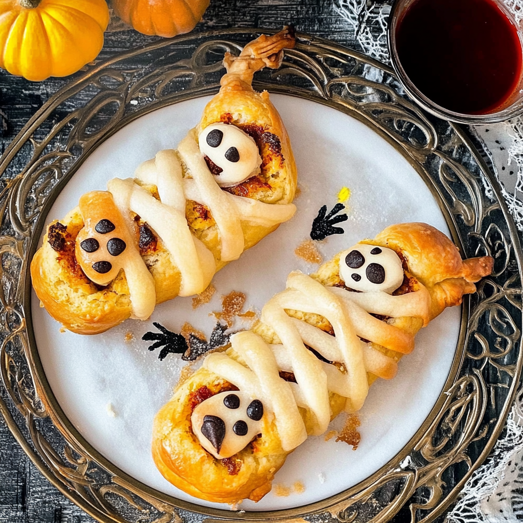 Recipe preparation for Halloween Mummy Breakfast Rolls