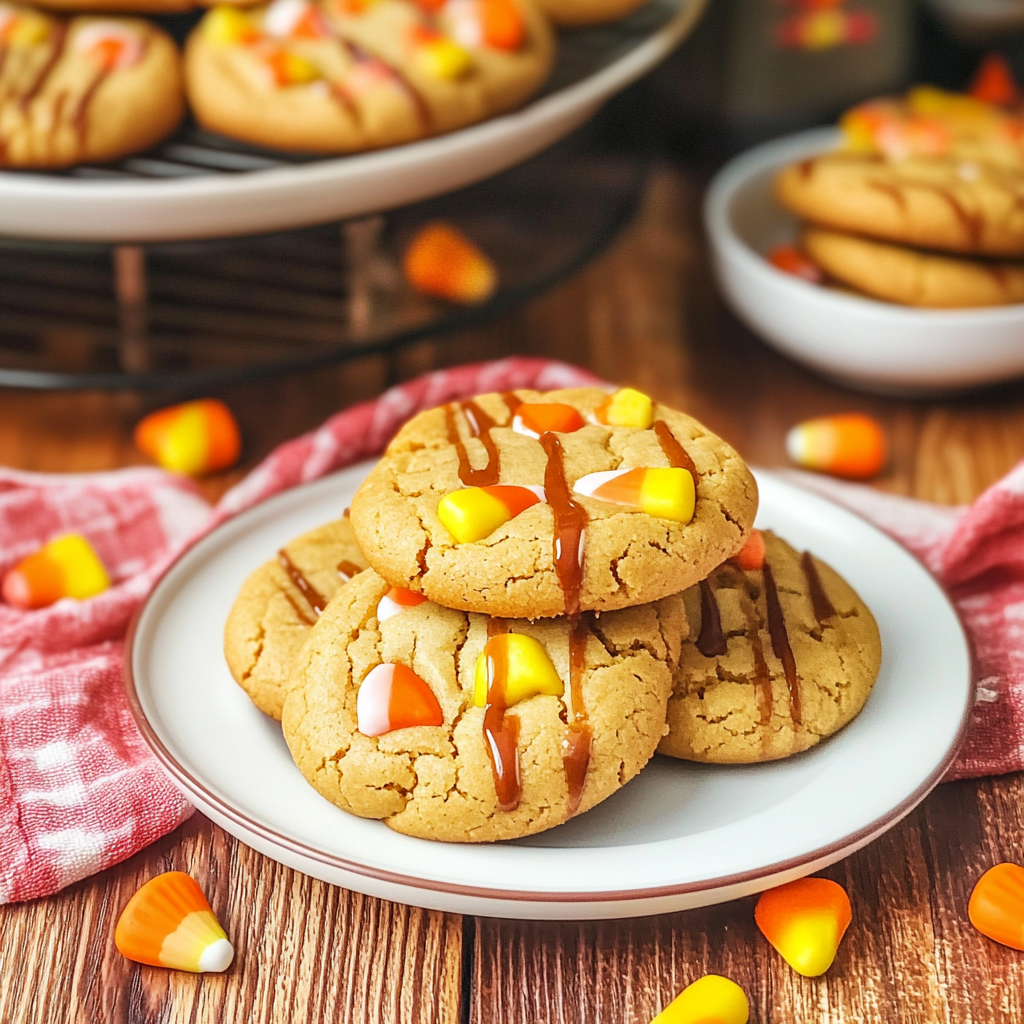 Recipe preparation for Candy Corn Peanut Butter Cookies
