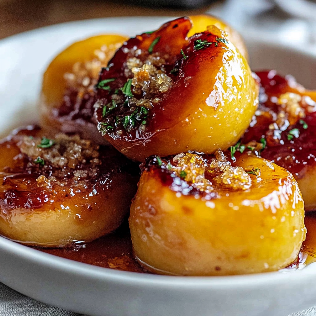 Recipe preparation for Healthy Honey Roasted Peaches