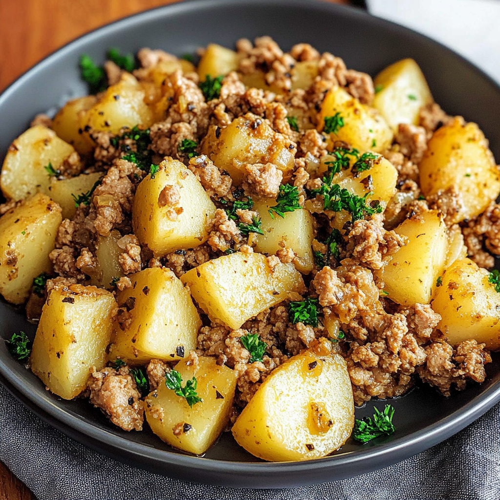 Recipe preparation for Ground Turkey with Potatoes
