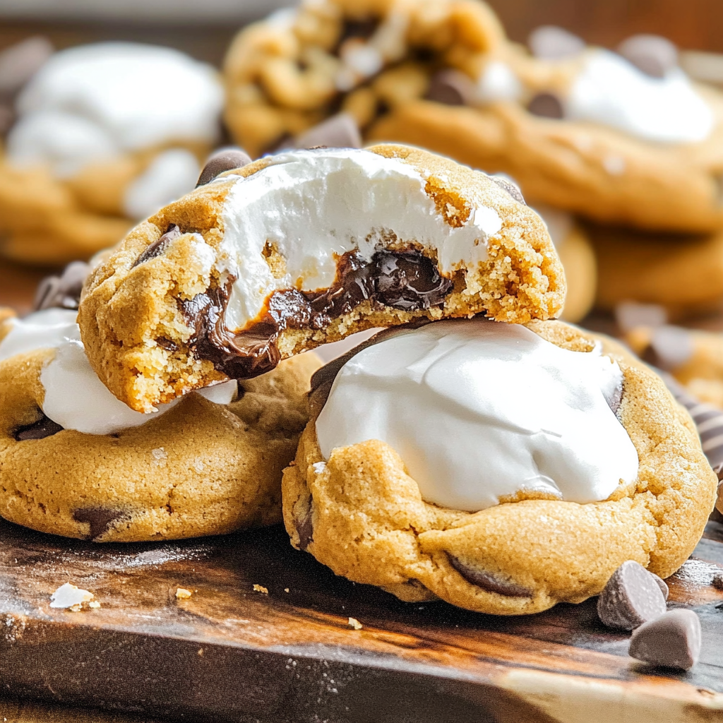 Recipe preparation for S’mores Stuffed Cookies