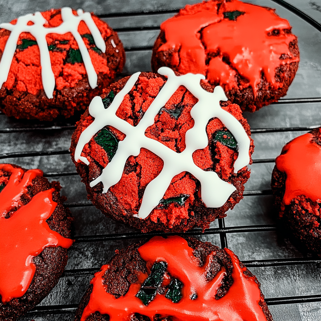 Recipe preparation for Red Velvet Halloween Cookies