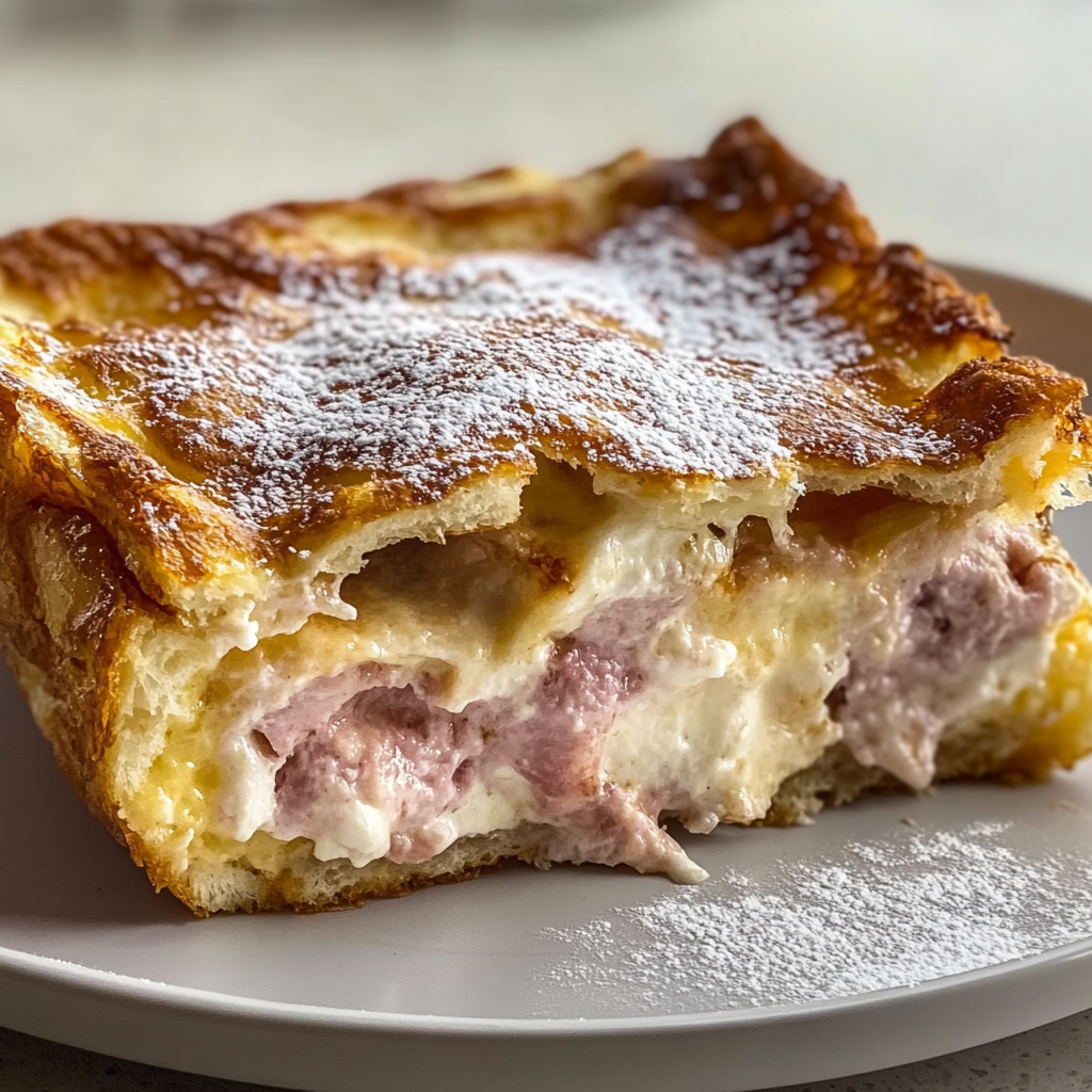 Recipe preparation for Monte Cristo Breakfast Casserole