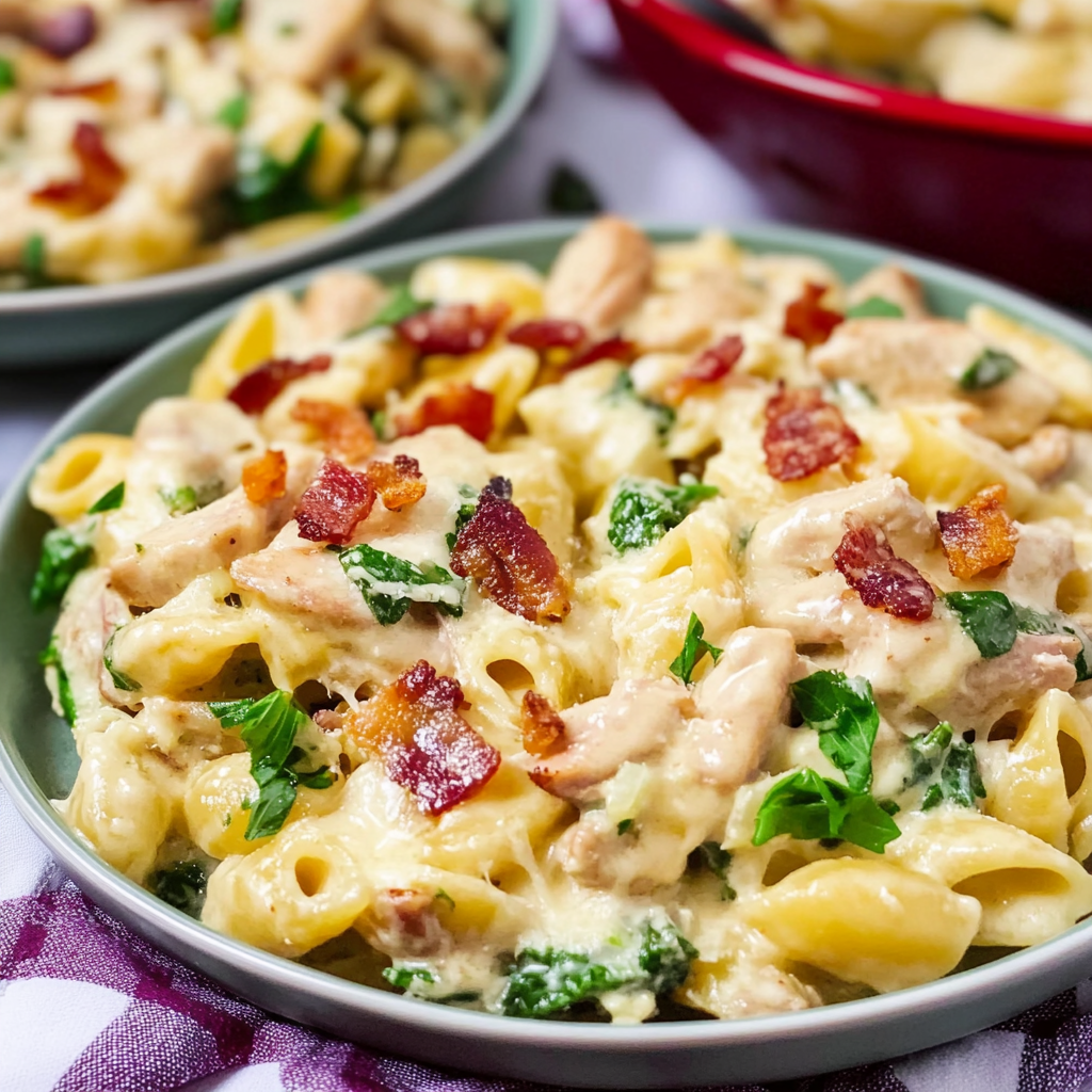 Recipe preparation for Instant Pot Chicken Bacon Ranch Pasta