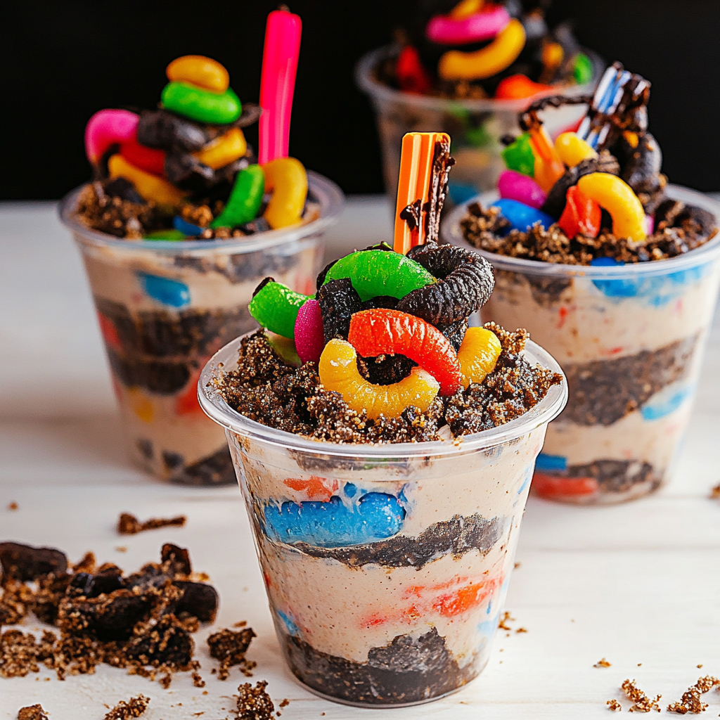 Recipe preparation for Dirt and Worms Pudding Cups