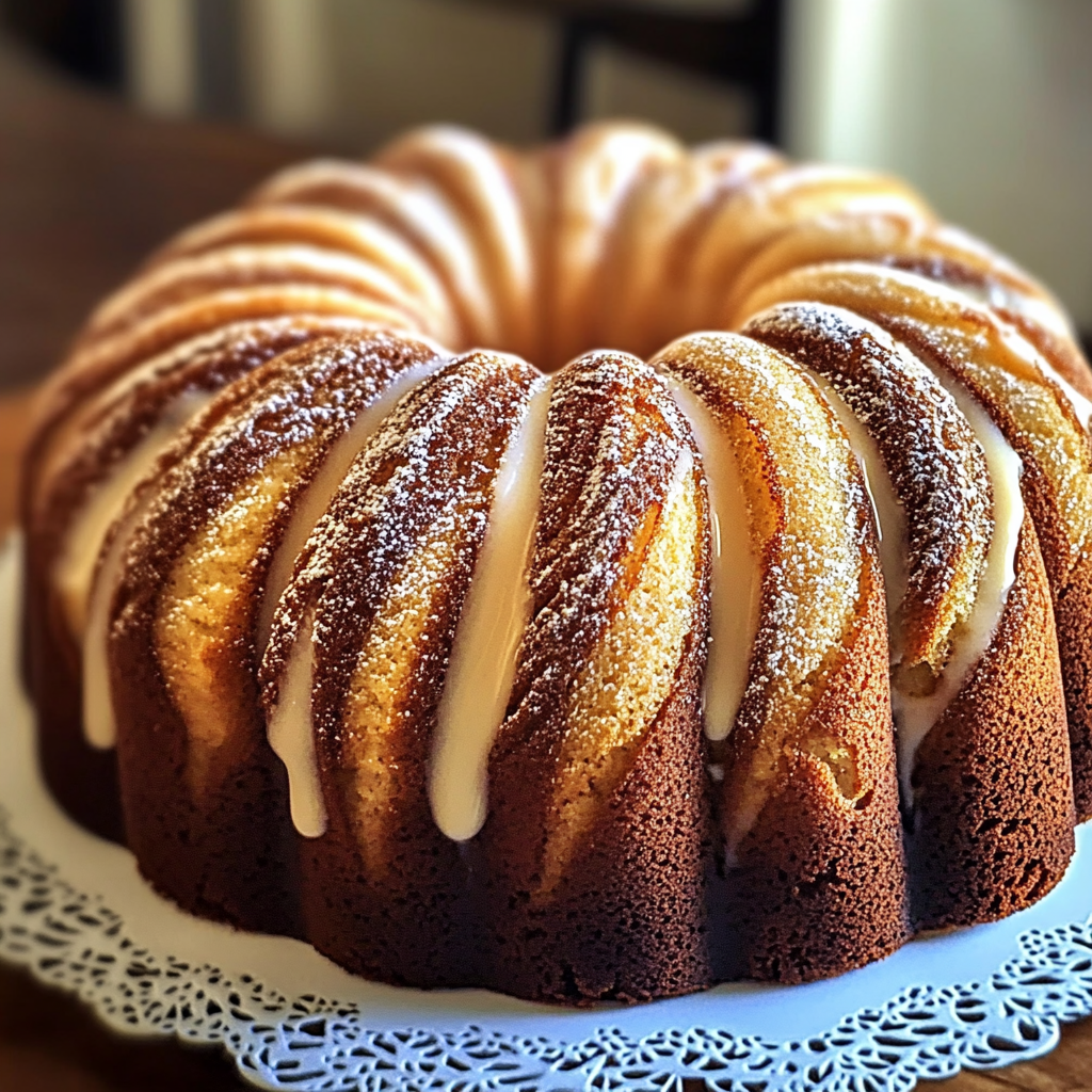 Recipe preparation for Cinnamon Swirl Bundt Cake