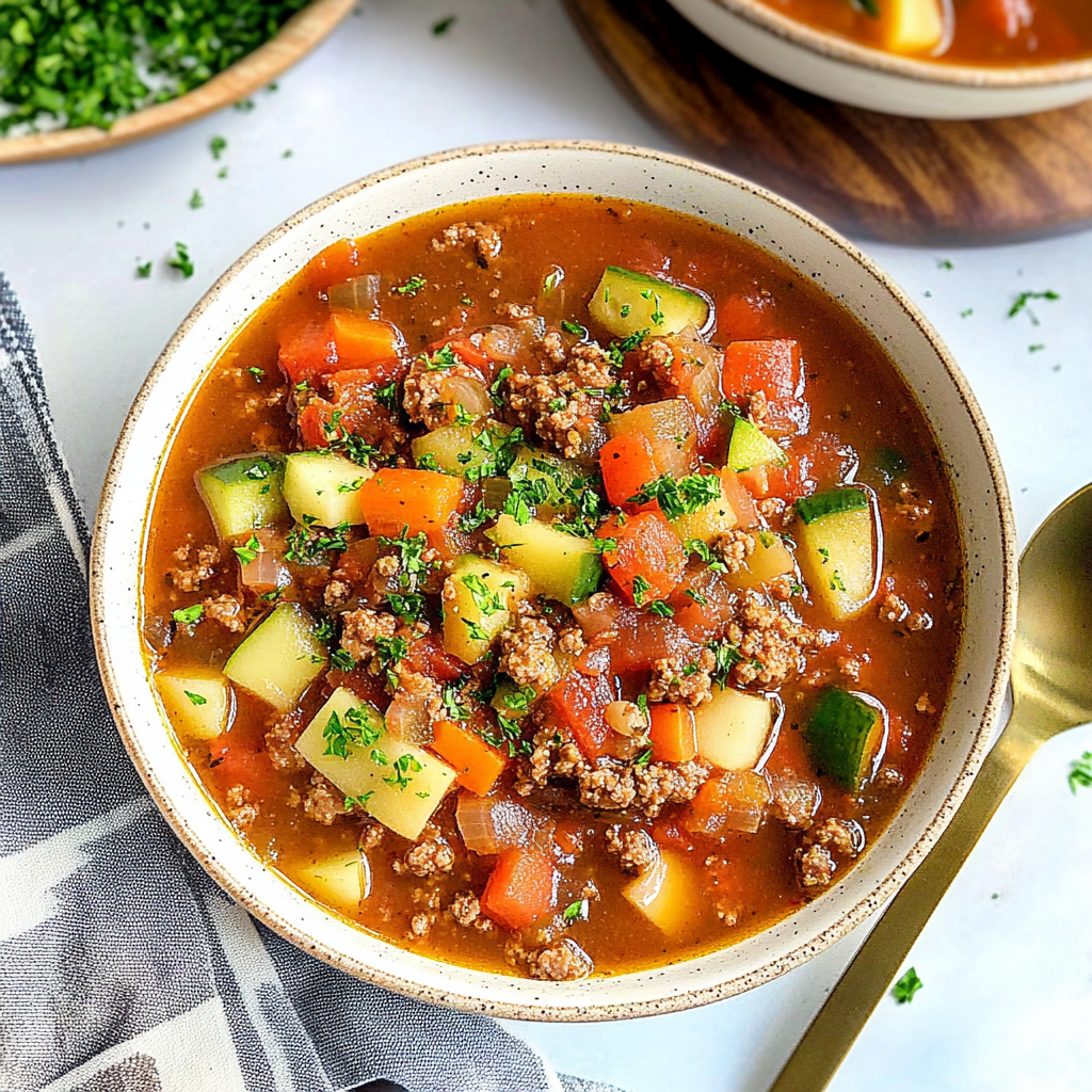 Recipe preparation for Hamburger Soup