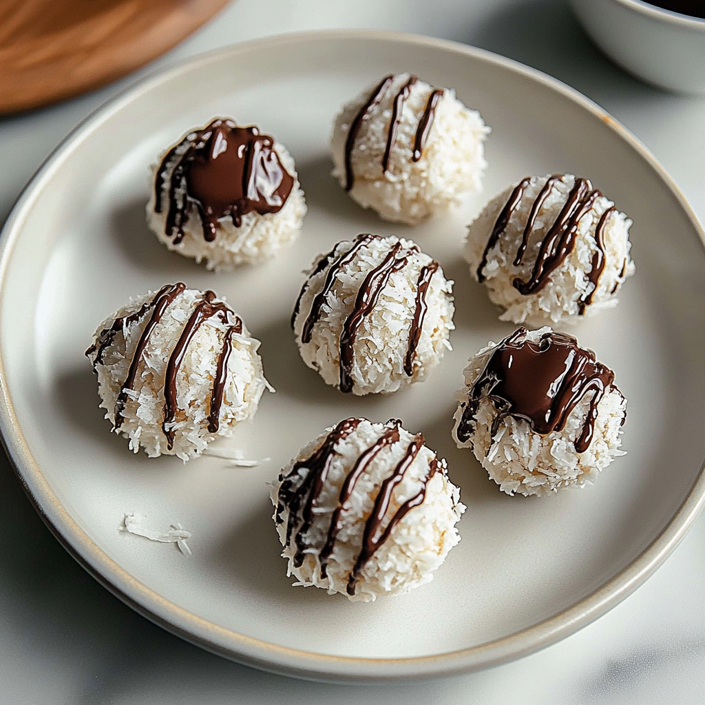 Recipe preparation for Coconut Cookie Balls with Chocolate Centers