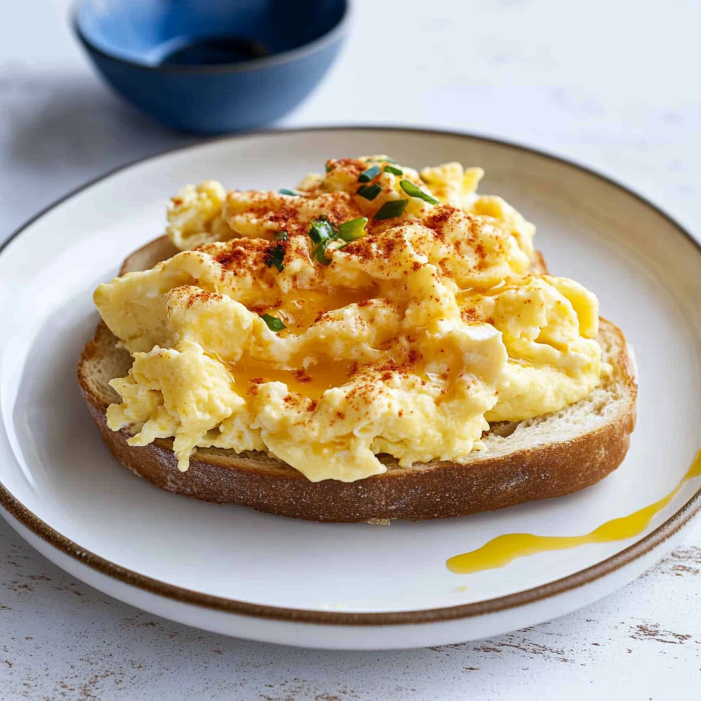 Recipe preparation for Miso Butter Scrambled Eggs