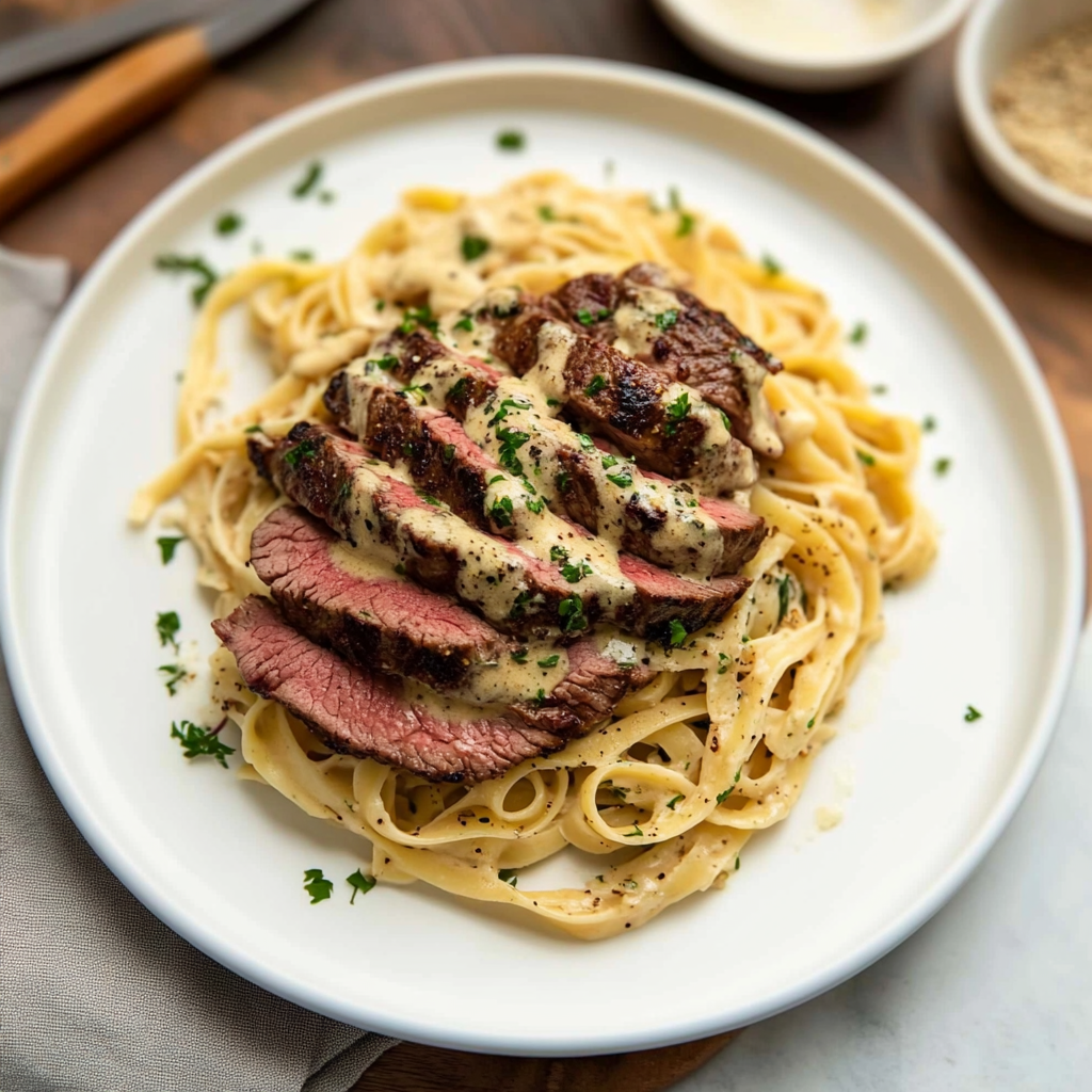 Recipe preparation for Steak and Pasta
