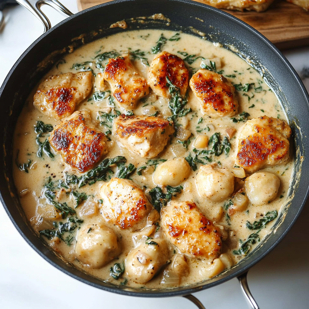 Recipe preparation for Creamy Chicken and Gnocchi