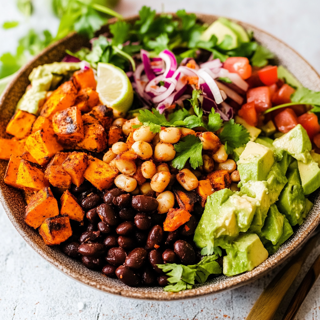 Recipe preparation for Roasted Sweet Potato Black Bean Salad