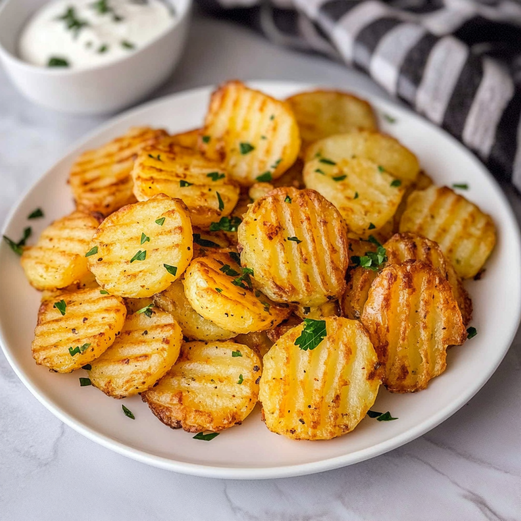 Recipe preparation for Air Fryer Accordion Potatoes