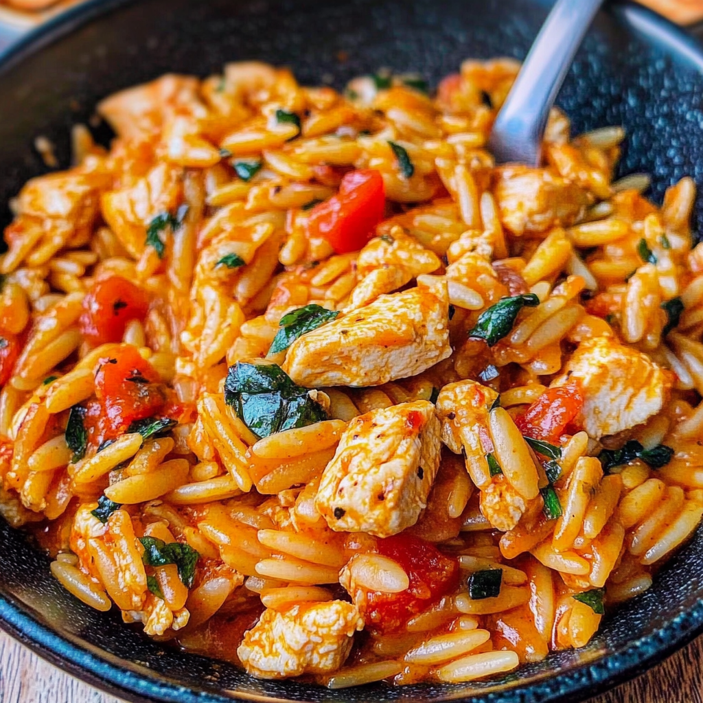 Recipe preparation for Spicy Cajun Chicken Orzo