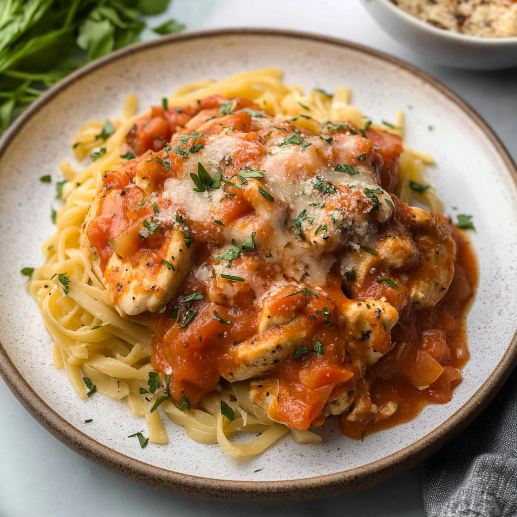 Recipe preparation for Slow Cooker Tomato Basil Chicken