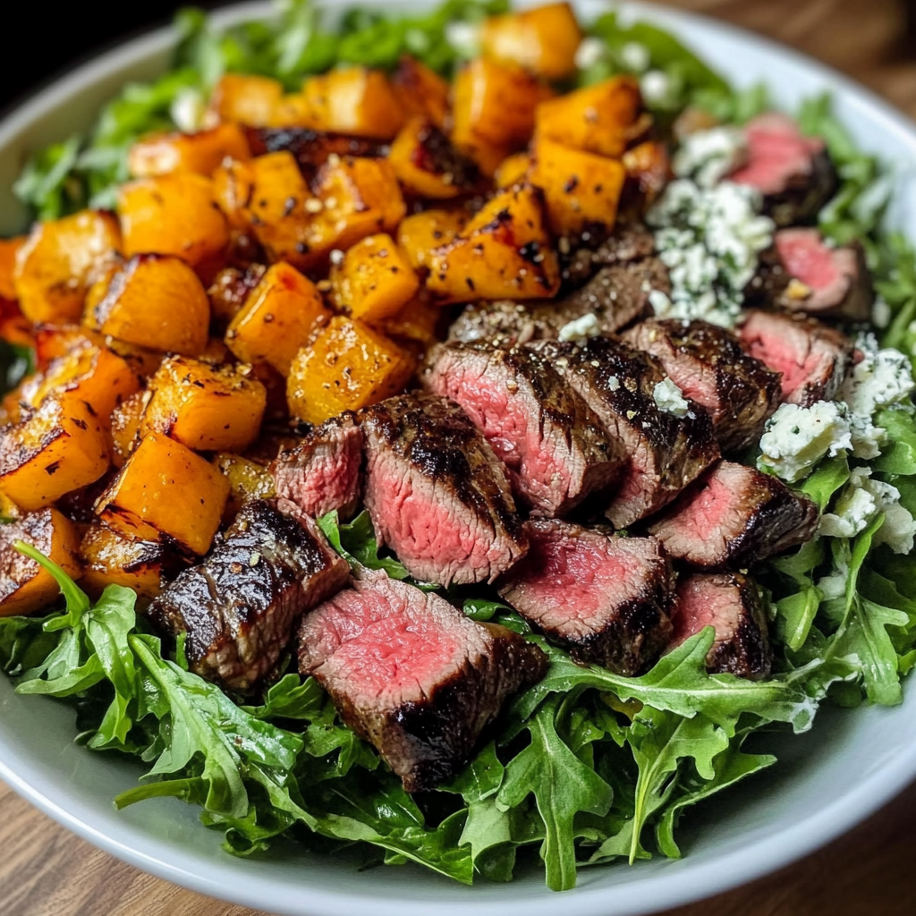Recipe preparation for Fall Harvest Steak Salad