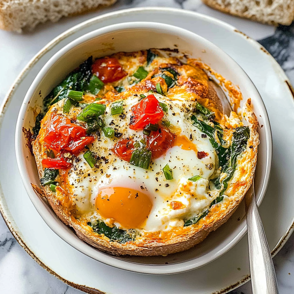 Recipe preparation for Baked Feta Eggs Recipe
