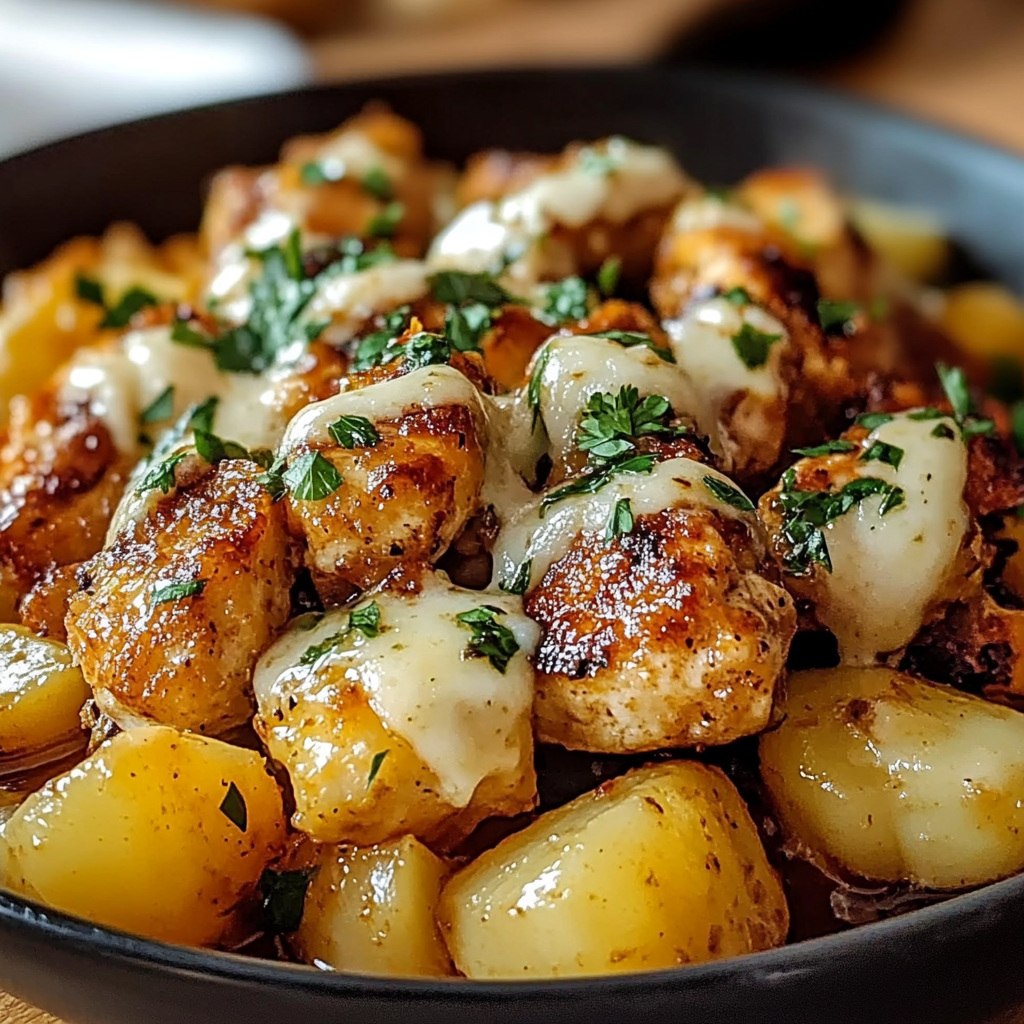 Recipe preparation for Garlic Parmesan Chicken Potatoes