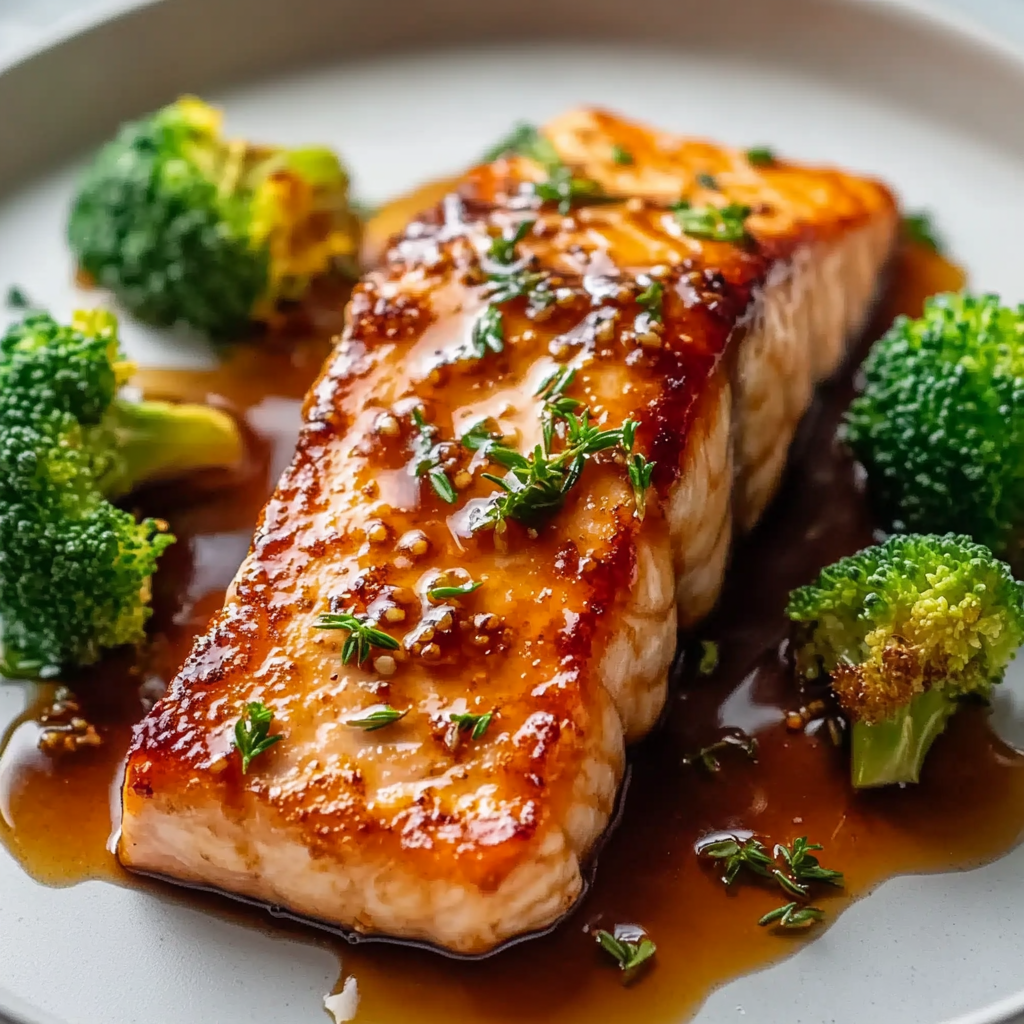 Recipe preparation for Maple Bourbon Glazed Salmon Recipe