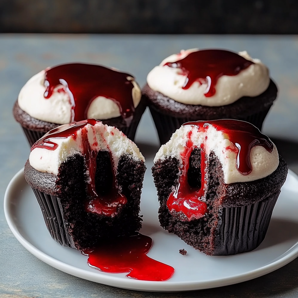 Recipe preparation for Vampire Cupcakes Recipe