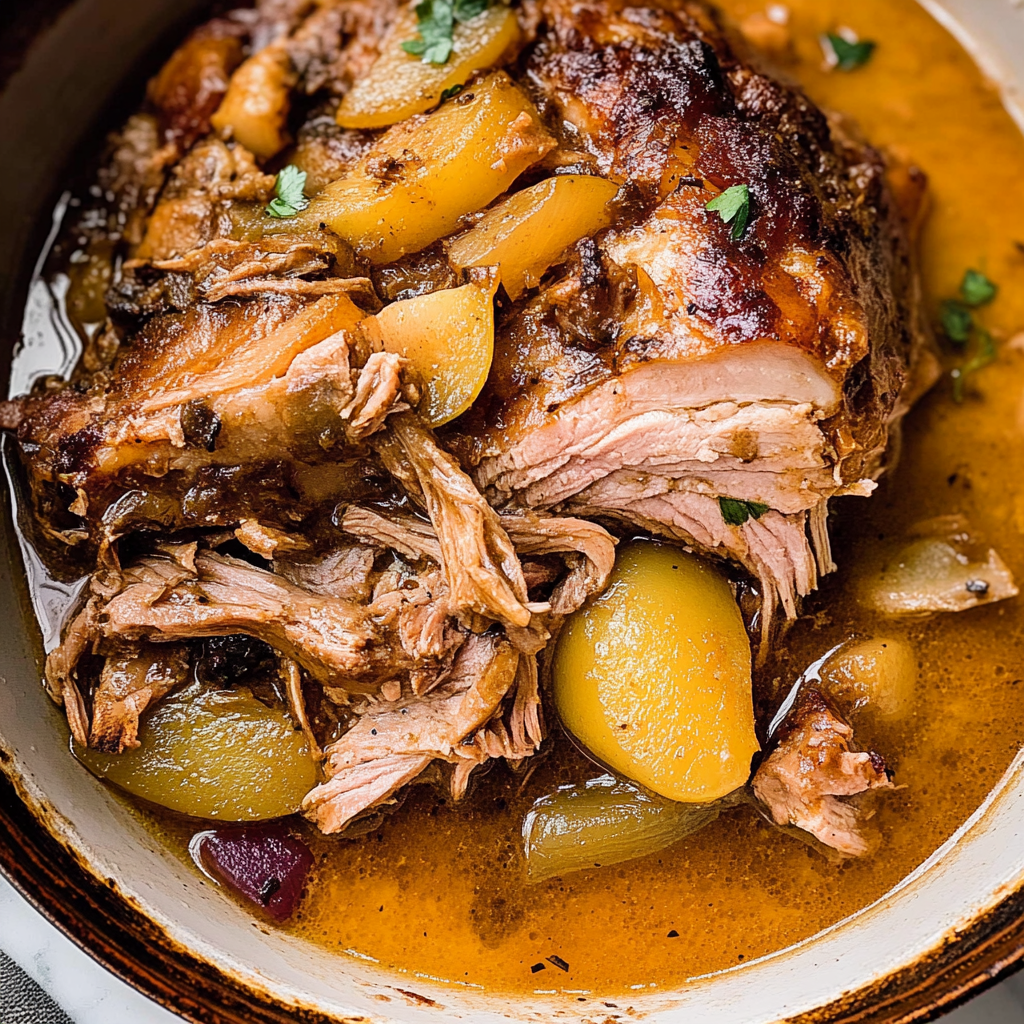 Recipe preparation for Apple Cider Braised Pork Shoulder
