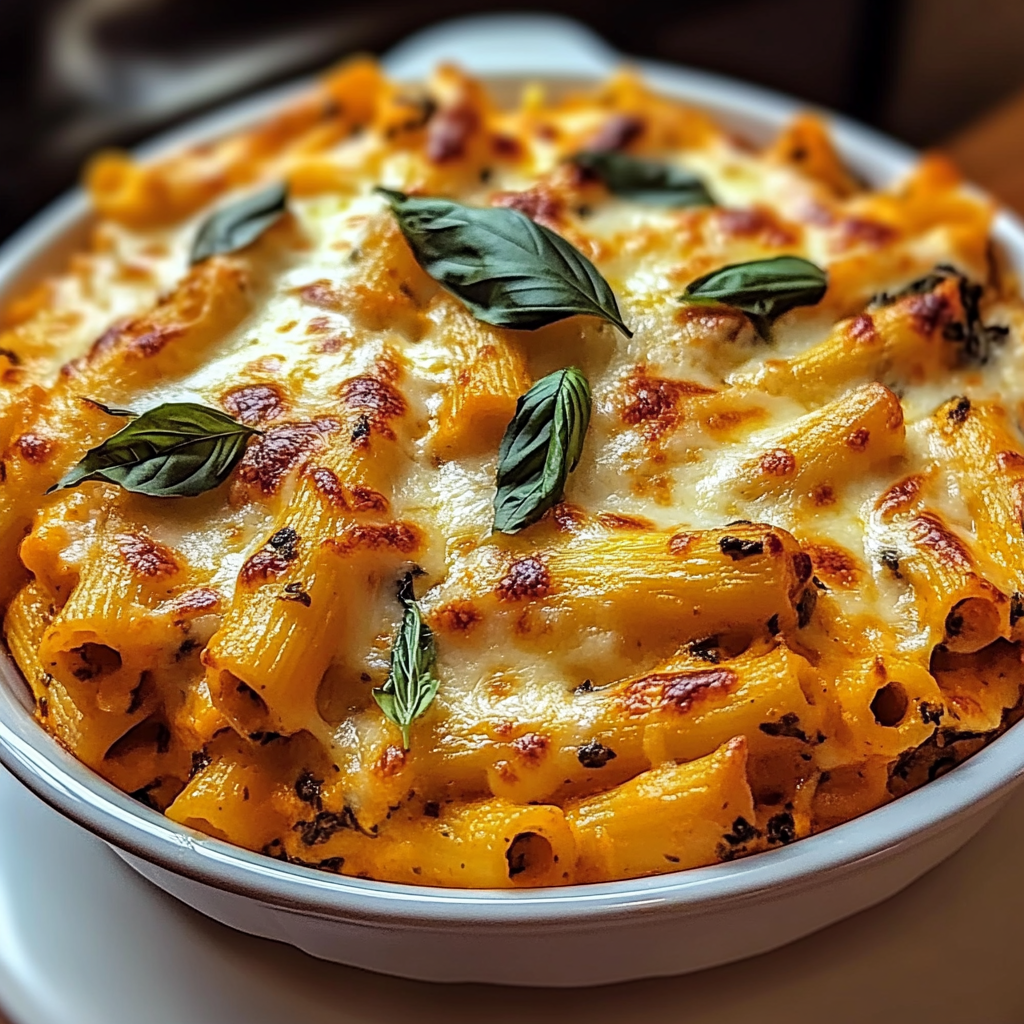 Recipe preparation for Cheesy Pumpkin Ricotta Pasta Bake