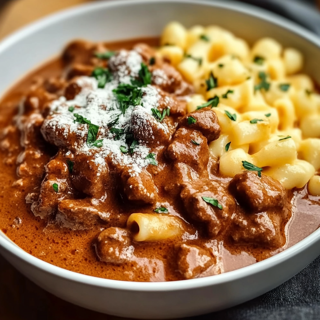 Recipe preparation for Creamy German Goulash