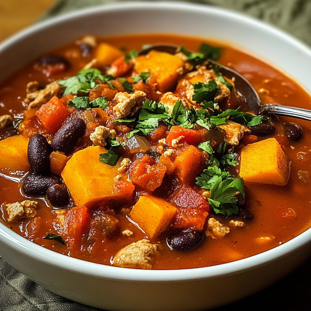 Recipe preparation for Turkey Sweet Potato Chili