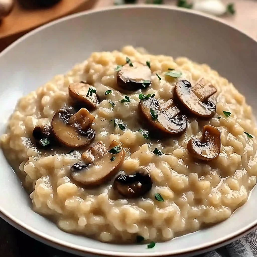 Recipe preparation for Creamy Mushroom Risotto