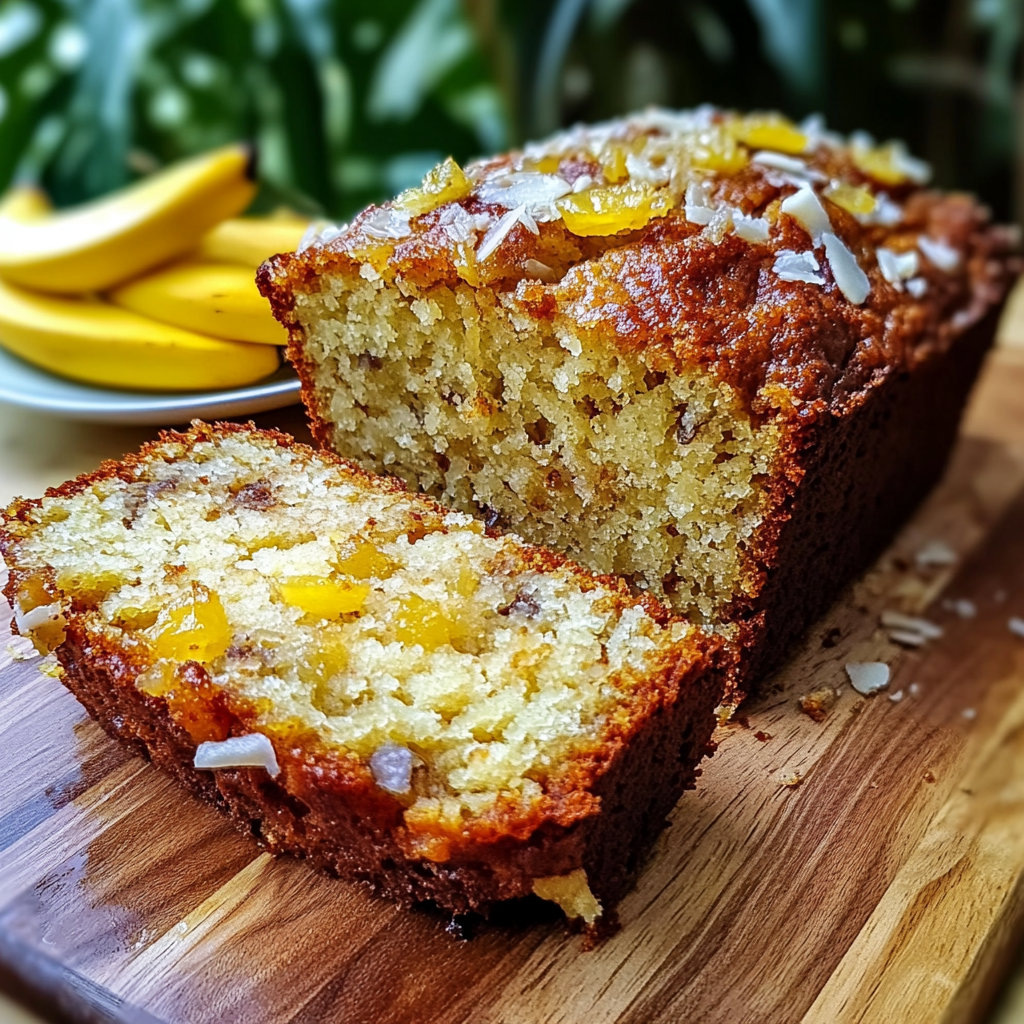 Recipe preparation for Coconut Pineapple Banana Bread