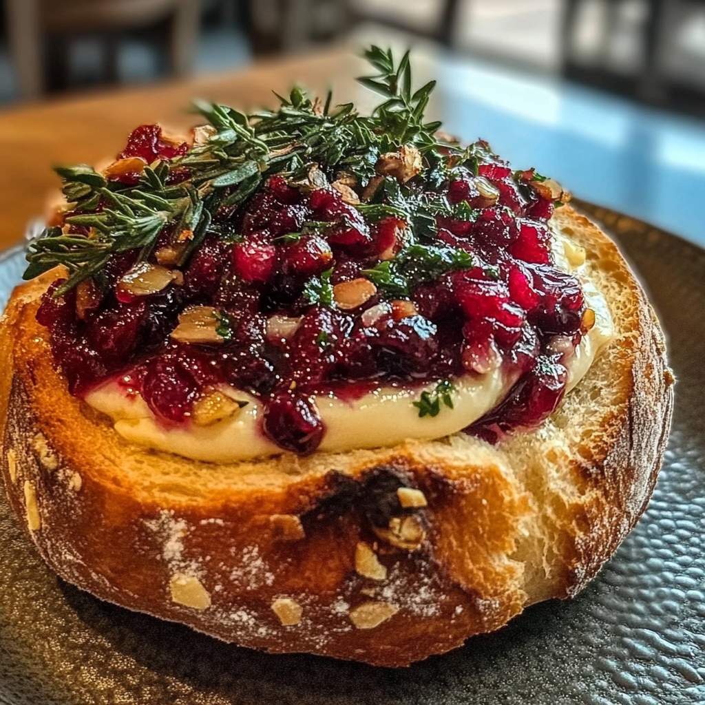 Recipe preparation for Baked Cranberry Brie Bread Bowl