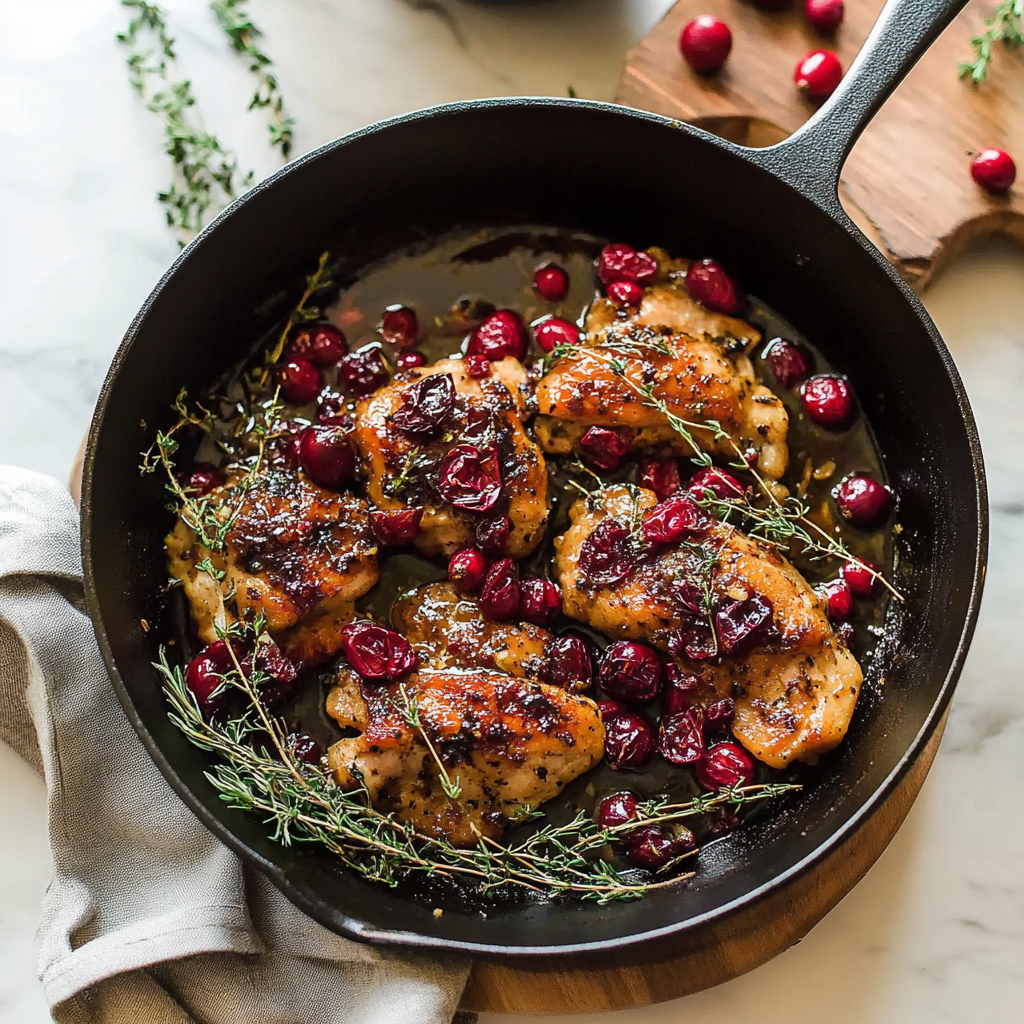Recipe preparation for Balsamic Cranberry Chicken Skillet