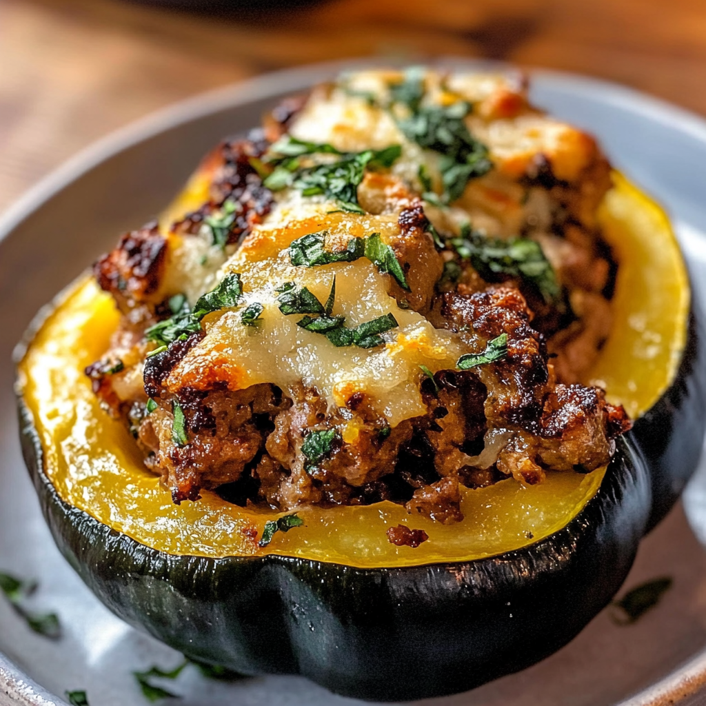 Recipe preparation for Sausage Stuffed Acorn Squash