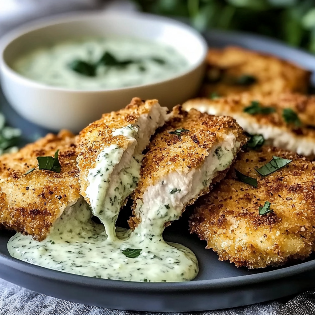 Recipe preparation for Parmesan Crusted Chicken with Basil Aioli