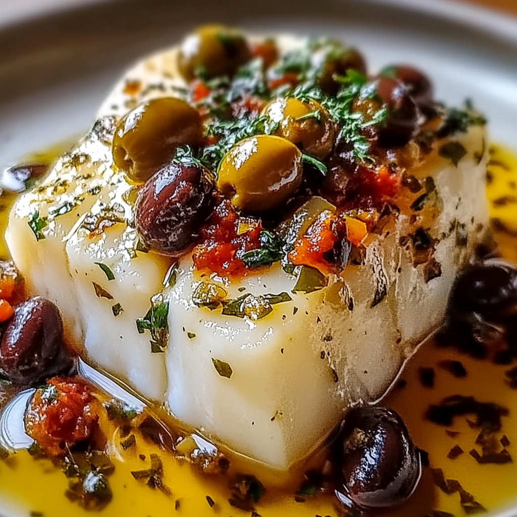 Recipe preparation for Mediterranean Baked Cod Olives