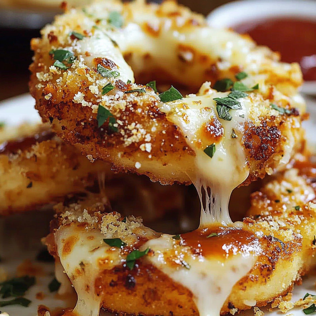 Recipe preparation for Stuffed Pizza Onion Rings