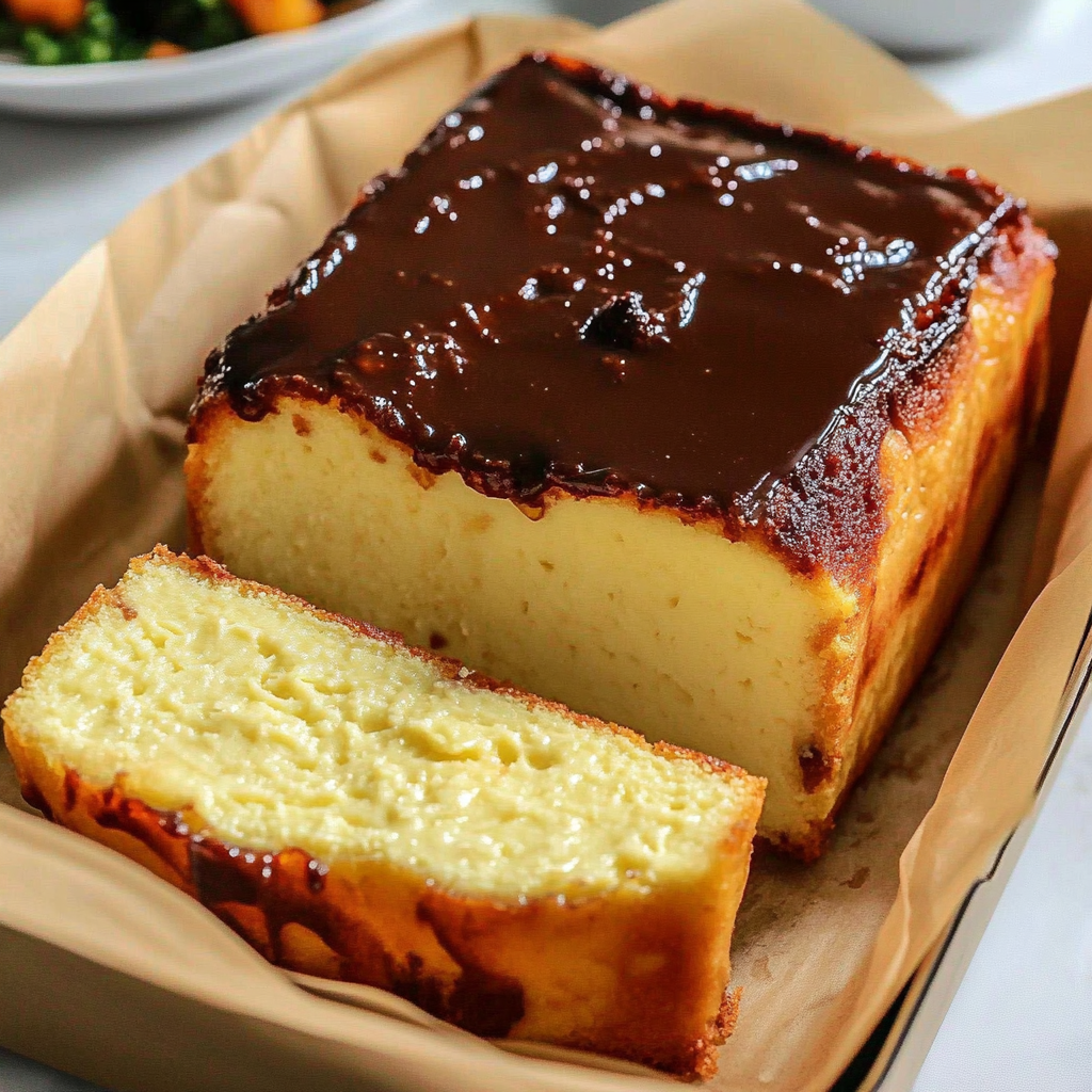 Recipe preparation for Burnt Basque Cheesecake Loaf