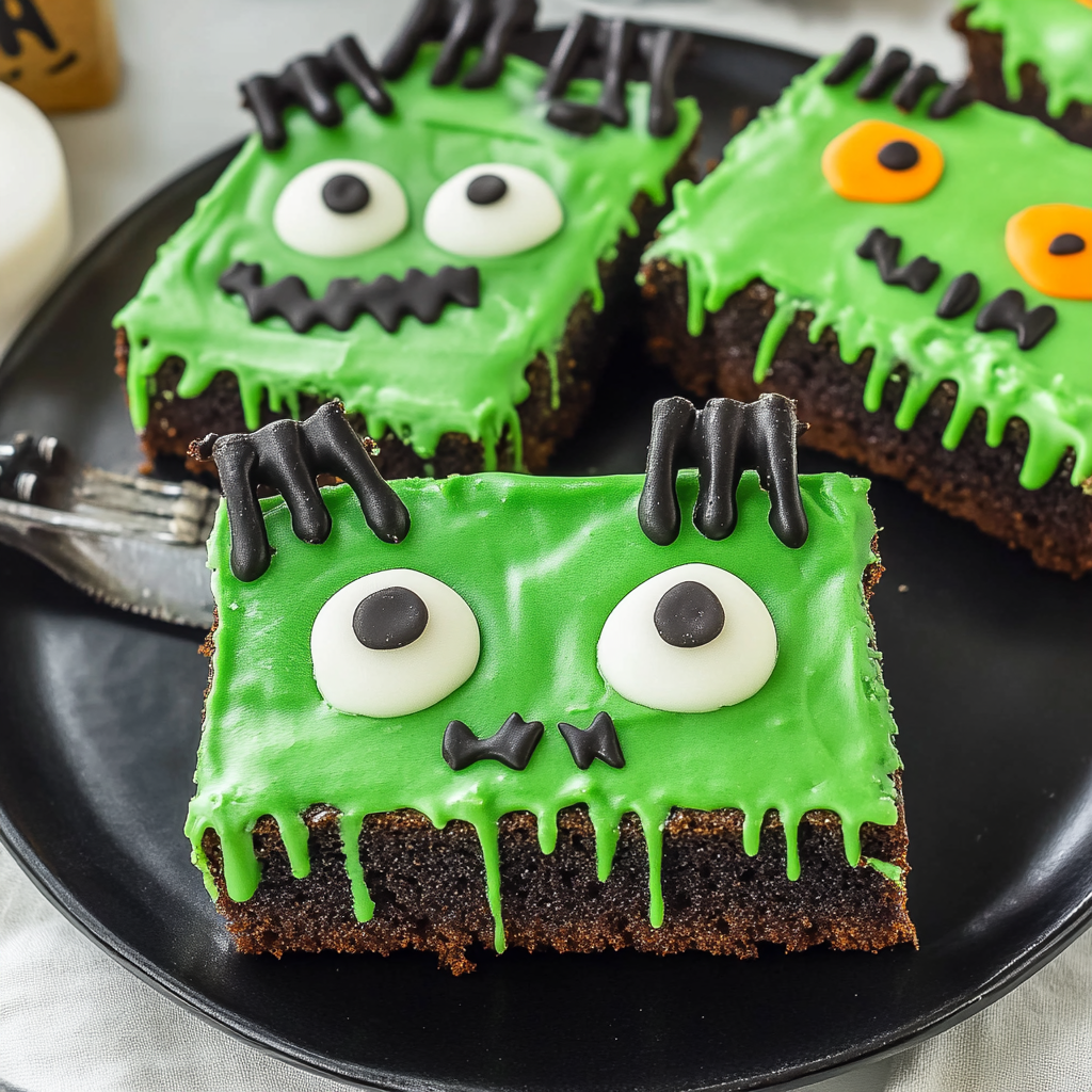 Recipe preparation for Cute Frankenstein Cookie Bars